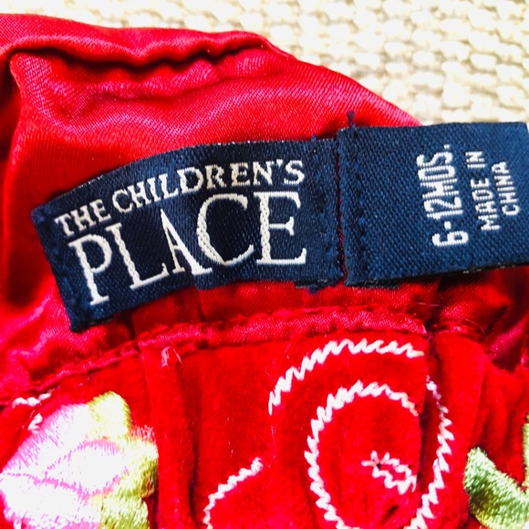 Velvet Embroidered Baby Hat 6 to 12 Months Red Cap The Childrens Place - Picture 2 of 4
